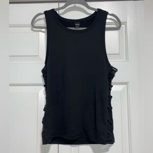 Victoria’s Secret Sport Black Mesh Sides "X's" Tank Top Shirt Size XS Women